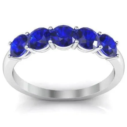 deBebians 100cttw Shared Prong Blue Sapphire Five Stone Ring Rings