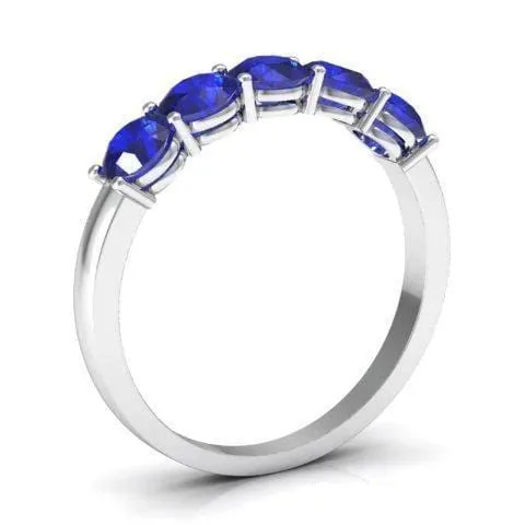 deBebians 100cttw Shared Prong Blue Sapphire Five Stone Ring Rings