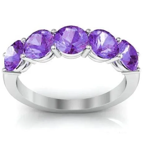 deBebians Rings 200cttw Shared Prong Amethyst Five Stone Ring