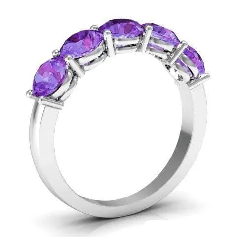 deBebians Rings 200cttw Shared Prong Amethyst Five Stone Ring