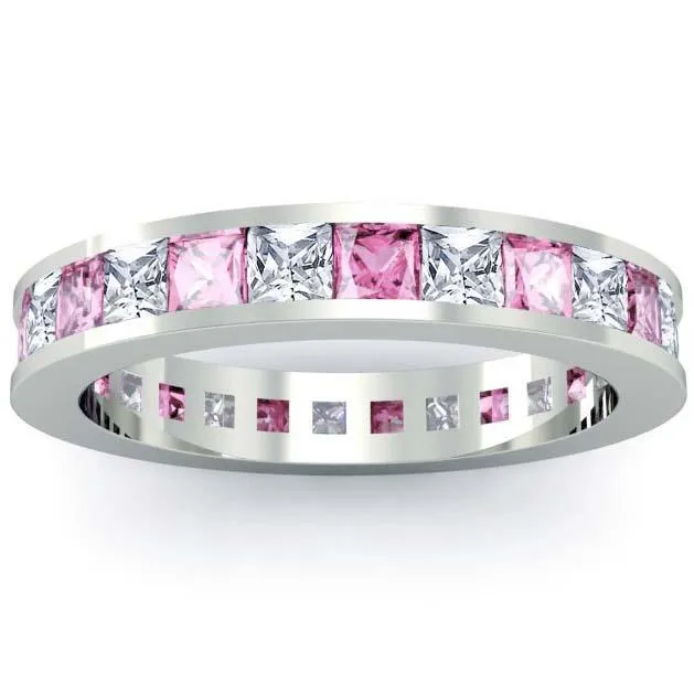 deBebians Rings Pink Sapphire and Diamond Eternity Wedding Ring