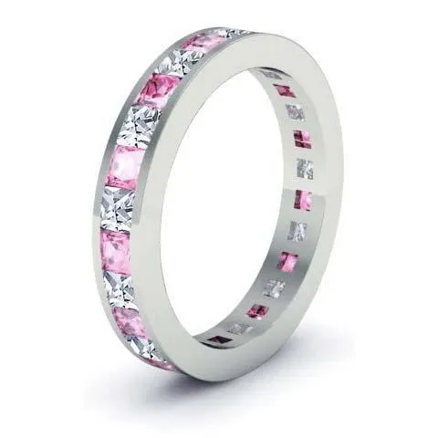 deBebians Rings Pink Sapphire and Diamond Eternity Wedding Ring
