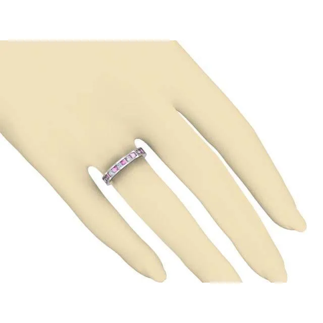 deBebians Rings Pink Sapphire and Diamond Eternity Wedding Ring