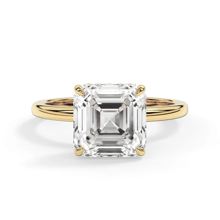 deBebians Rings Wrap Diamond Engagement Ring with Plain Band Yellow Wrap