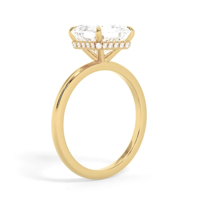 deBebians Rings Wrap Diamond Engagement Ring with Plain Band Yellow Wrap