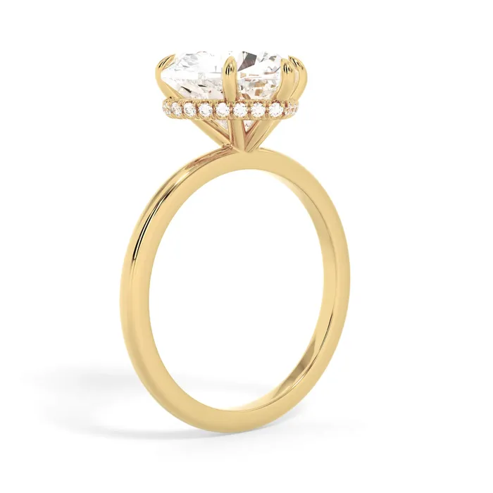 deBebians Rings Wrap Diamond Engagement Ring with Plain Band Yellow Wrap
