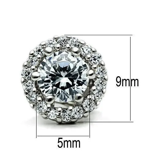 Earrings Alamode 3W096 Rhodium Brass Earrings with AAA Grade CZ in Clear