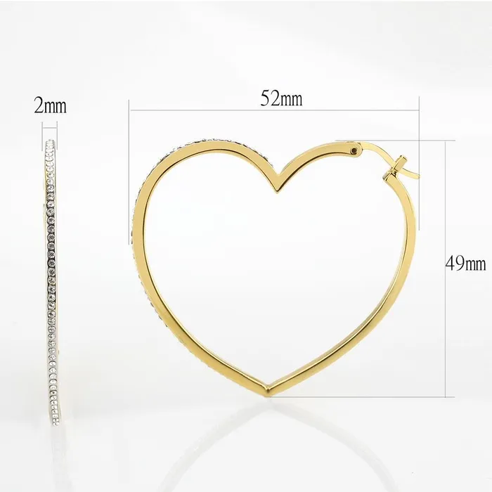 Earrings Alamode LO1258 Gold Brass Earrings with Top Grade Crystal in Clear