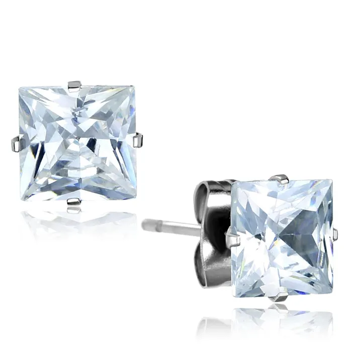 Earrings Alamode LO3315 High polished no plating Stainless Steel Earrings with AAA Grade CZ in Clear Earrings Alamode LO3315 High polished no plating Stainless Steel Earrings with AAA Grade CZ in Clear