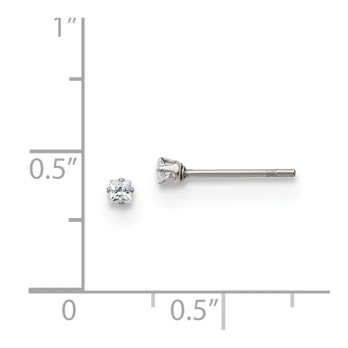 Earrings Chisel Stainless Steel Polished 2mm Square CZ Stud Post Earrings Earrings Chisel Stainless Steel Polished 2mm Square CZ Stud Post Earrings