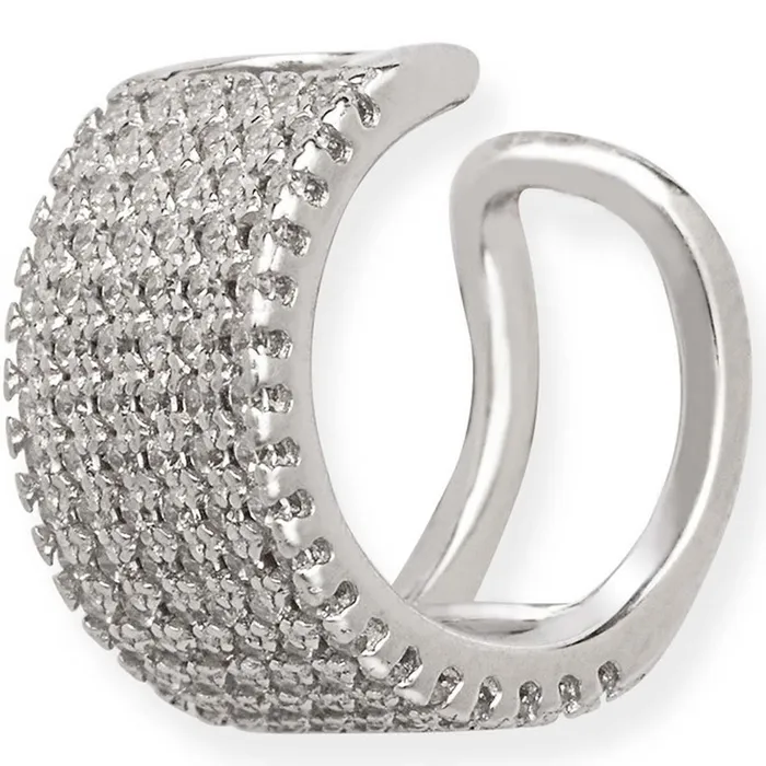Earrings Classic Womens Earring Sterling Silver Multi Row White CZ Single Cuff D5763 Classic Earrings Classic Womens Earring Sterling Silver Multi Row White CZ Single Cuff D5763 Classic