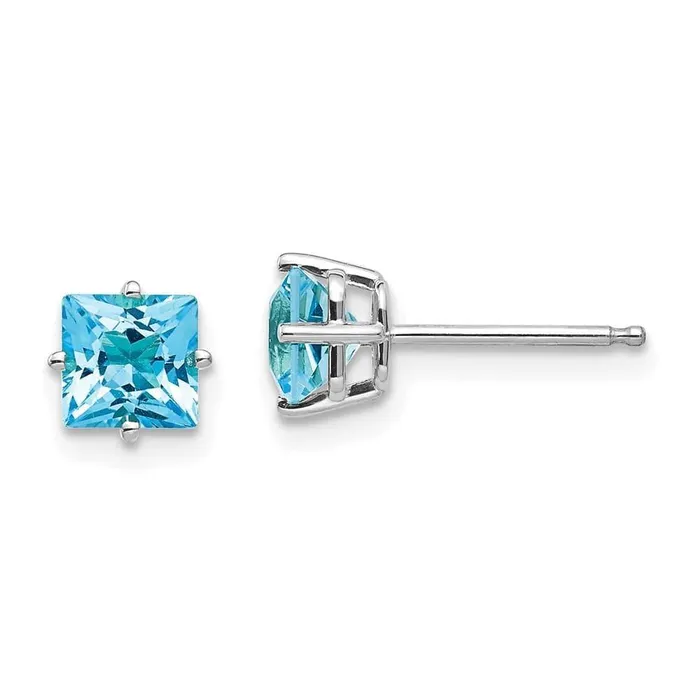 Earrings Jewelry 14k White Gold 5mm Square Earring Mounting No Stones Included No Backs Earrings Jewelry 14k White Gold 5mm Square Earring Mounting No Stones Included No Backs