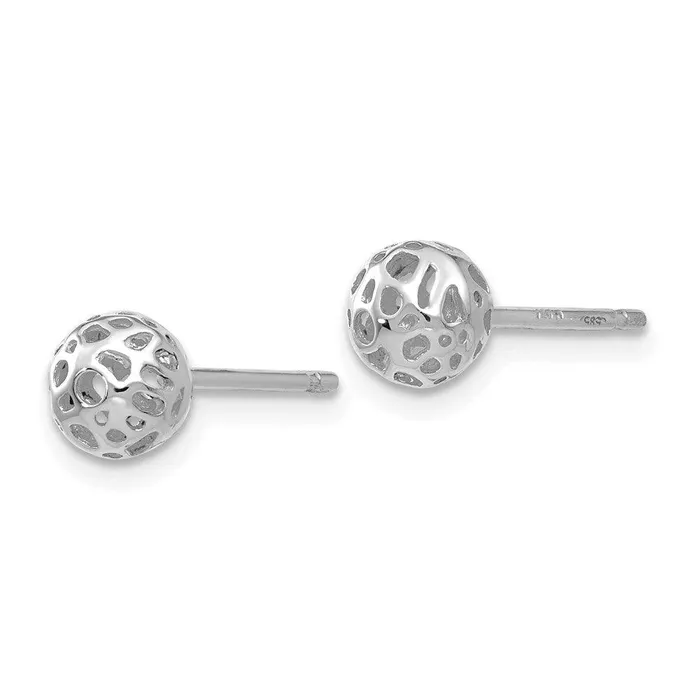 Earrings Jewelry 14K White Gold Small Fancy Ball Post Earrings Earrings Jewelry 14K White Gold Small Fancy Ball Post Earrings