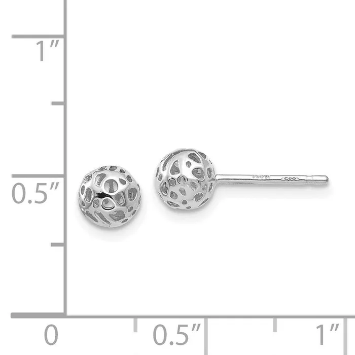 Earrings Jewelry 14K White Gold Small Fancy Ball Post Earrings Earrings Jewelry 14K White Gold Small Fancy Ball Post Earrings