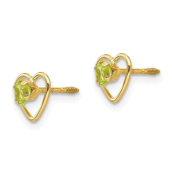 Earrings Madi K Kids 14k 3mm Peridot Birthstone Heart Earrings Jewelry Earrings Madi K Kids 14k 3mm Peridot Birthstone Heart Earrings Jewelry