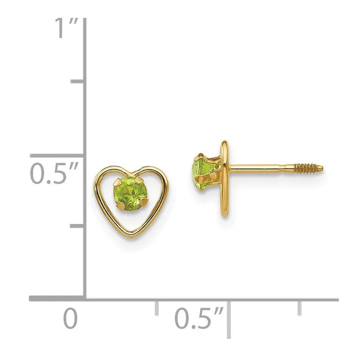 Earrings Madi K Kids 14k 3mm Peridot Birthstone Heart Earrings Jewelry Earrings Madi K Kids 14k 3mm Peridot Birthstone Heart Earrings Jewelry