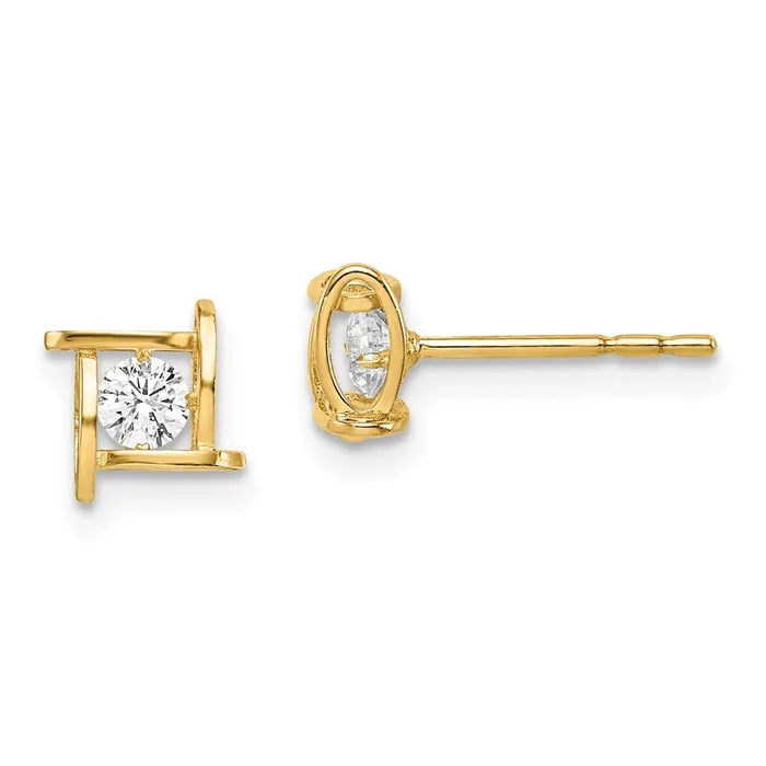 Earrings Madi K Kids 14k CZ Square Post Earrings Jewelry