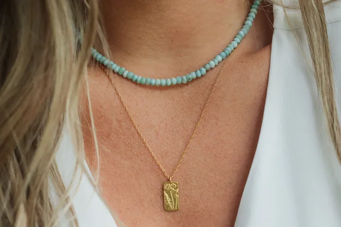 Earthly Abundance Jewelry Necklaces Larimar beaded necklace