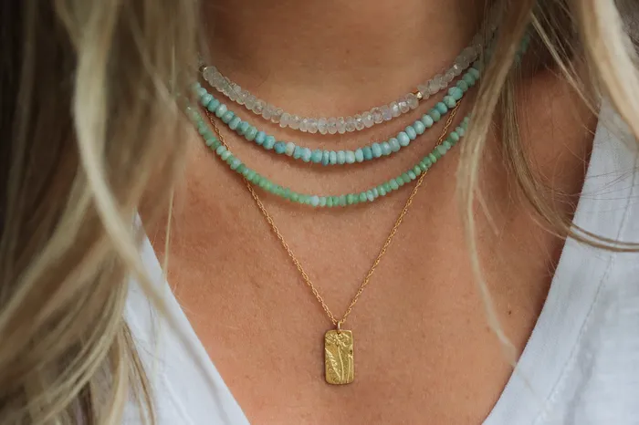 Earthly Abundance Jewelry Necklaces Larimar beaded necklace