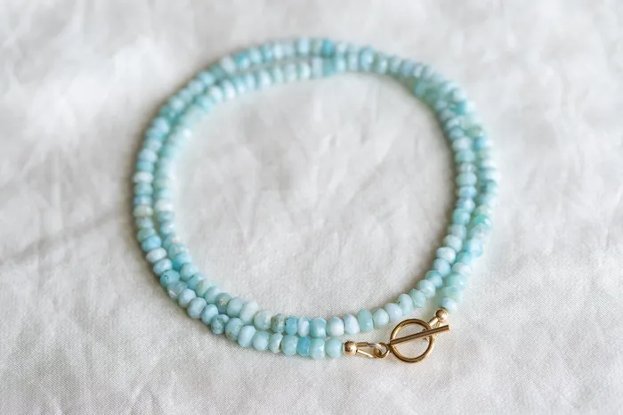 Earthly Abundance Jewelry Necklaces Larimar beaded necklace