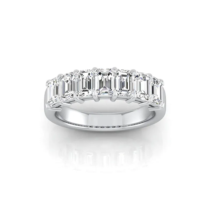 Emerald Cut Lab Grown Diamond Seven Stone Band 210cttw deBebians Rings