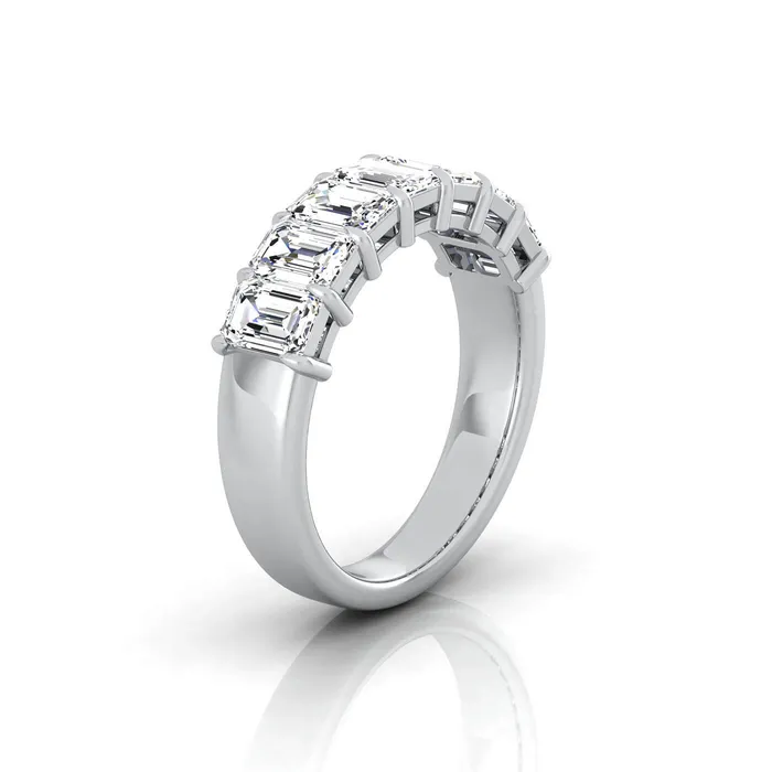 Emerald Cut Lab Grown Diamond Seven Stone Band 210cttw deBebians Rings