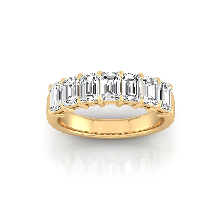 Emerald Cut Lab Grown Diamond Seven Stone Band 210cttw deBebians Rings