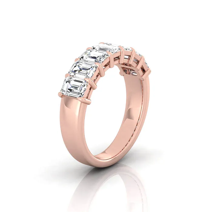 Emerald Cut Lab Grown Diamond Seven Stone Band 210cttw deBebians Rings