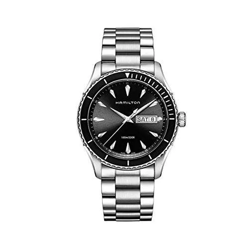 Hamilton Bracelets Hamilton H37511131 Mens Jazzmaster Seaview Black Dial Steel Bracelet Watch