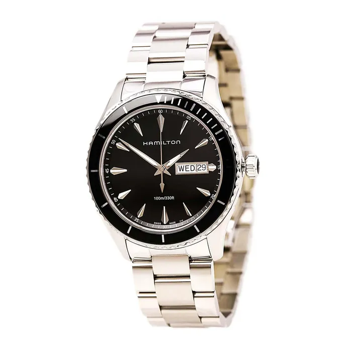 Hamilton Bracelets Hamilton H37511131 Mens Jazzmaster Seaview Black Dial Steel Bracelet Watch