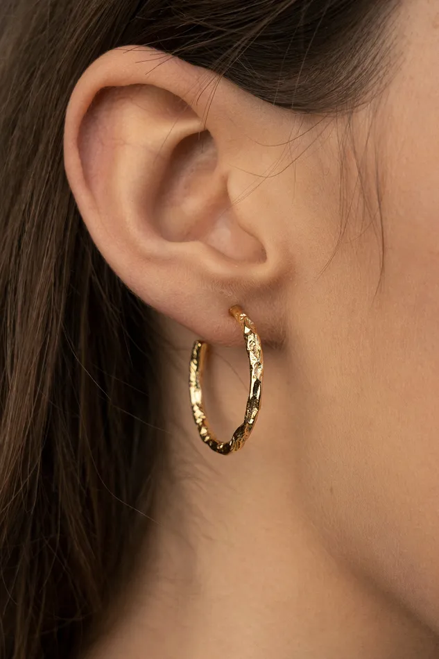 Hammered Hoop Earrings Gold Kty Earrings