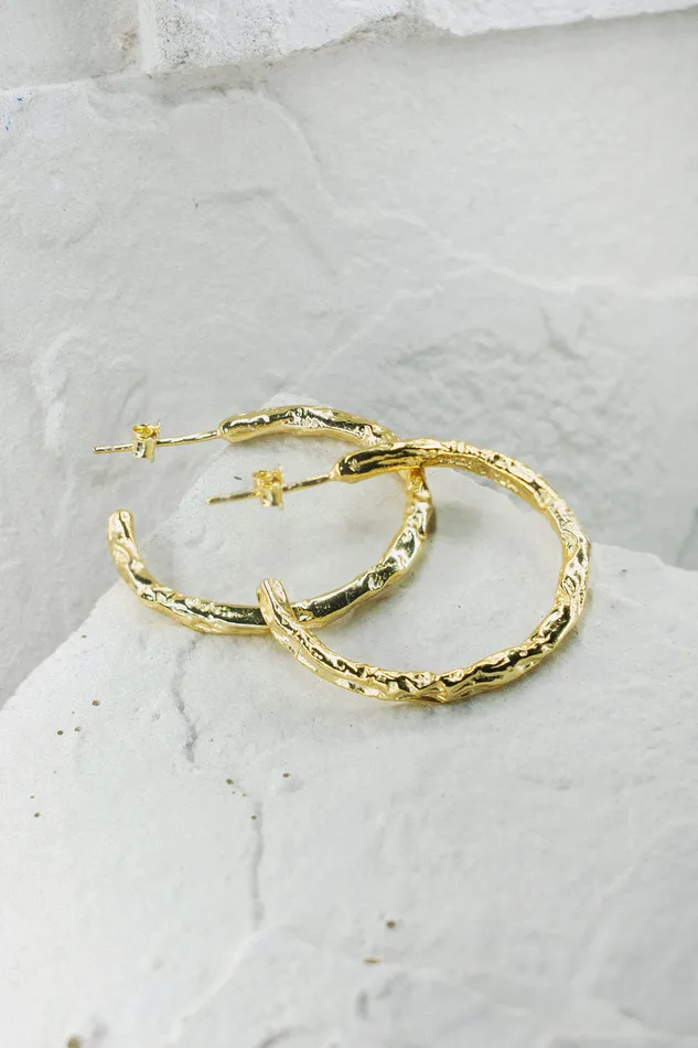 Hammered Hoop Earrings Gold Kty Earrings
