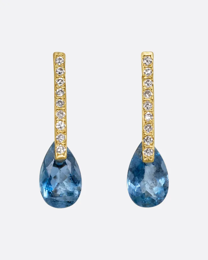 Hibiki Aquamarine and Diamond Stud Earrings MONAKA Earrings