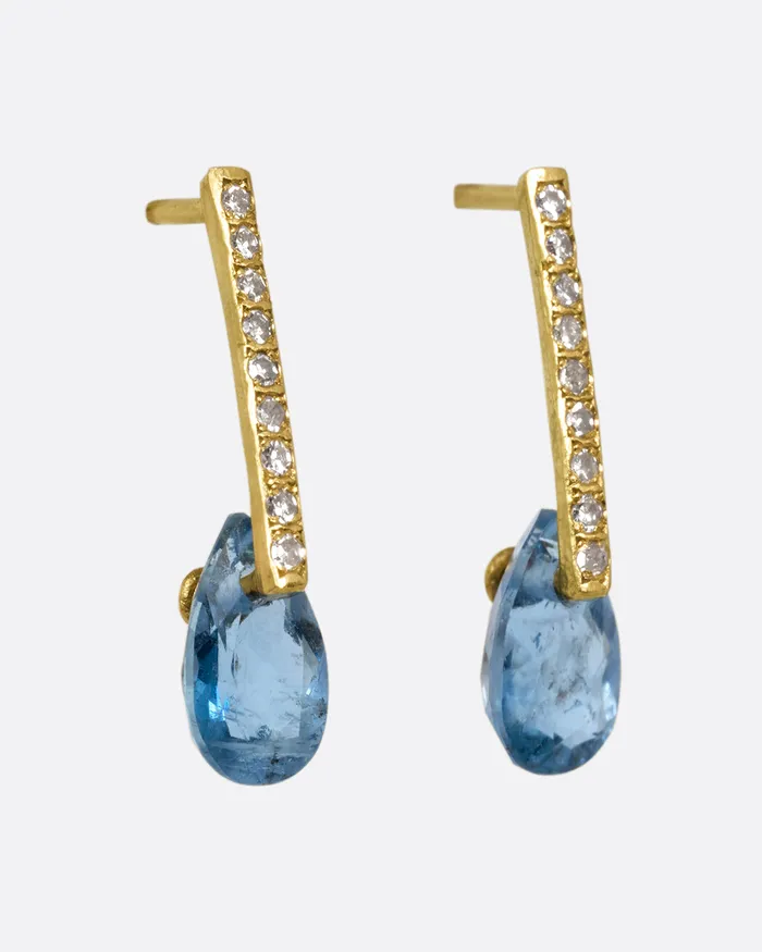 Hibiki Aquamarine and Diamond Stud Earrings MONAKA Earrings Hibiki Aquamarine and Diamond Stud Earrings MONAKA Earrings
