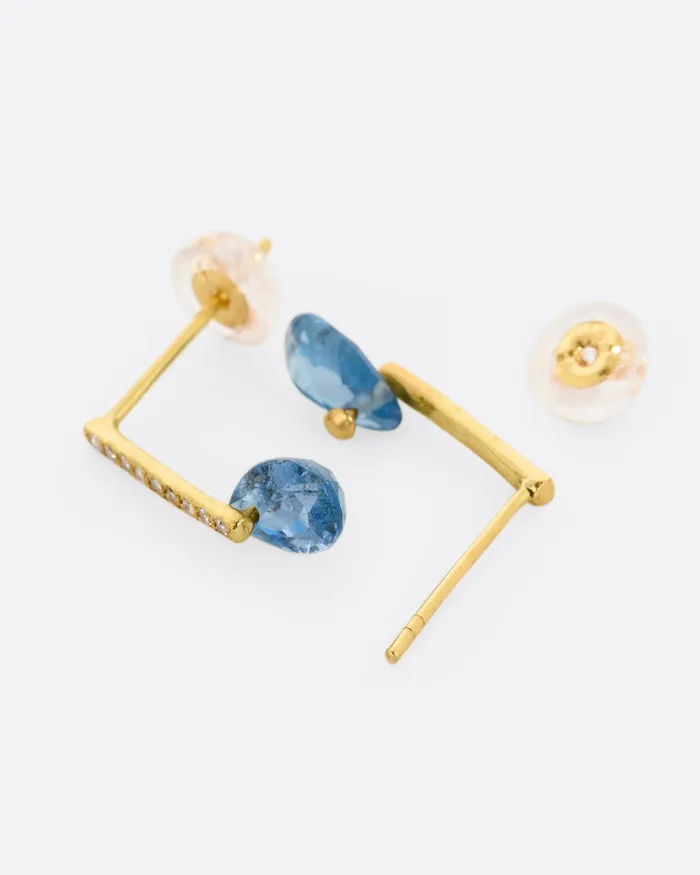 Hibiki Aquamarine and Diamond Stud Earrings MONAKA Earrings Hibiki Aquamarine and Diamond Stud Earrings MONAKA Earrings