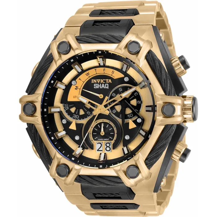 Invicta Bracelets Invicta Mens Chronograph Watch Shaq Quartz Black and Yellow Gold Bracelet 33681 Invicta Bracelets Invicta Mens Chronograph Watch Shaq Quartz Black and Yellow Gold Bracelet 33681