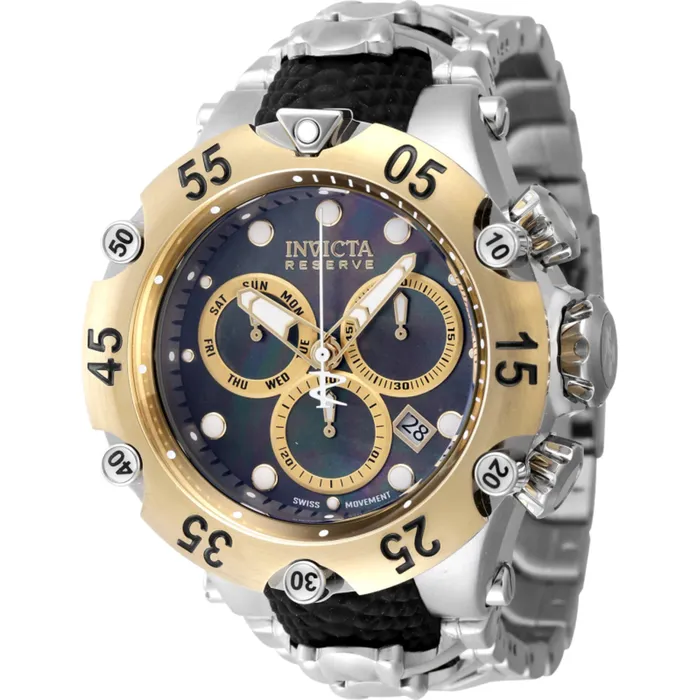Invicta Bracelets Invicta Mens Watch Reserve Chronograph Black Gold Tone Dial Bracelet 47217 Invicta Bracelets Invicta Mens Watch Reserve Chronograph Black Gold Tone Dial Bracelet 47217