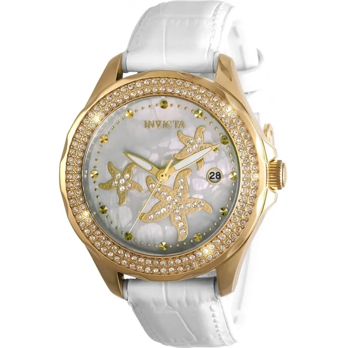 Invicta Invicta Womens Watch Wildflower Starfish Yellow Gold Case White Strap 32666 Watches Invicta Invicta Womens Watch Wildflower Starfish Yellow Gold Case White Strap 32666 Watches