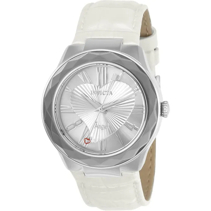 Invicta Womens Quartz Watch Angel Silver Tone Dial White Leather Strap 22539 Invicta Watches Invicta Womens Quartz Watch Angel Silver Tone Dial White Leather Strap 22539 Invicta Watches
