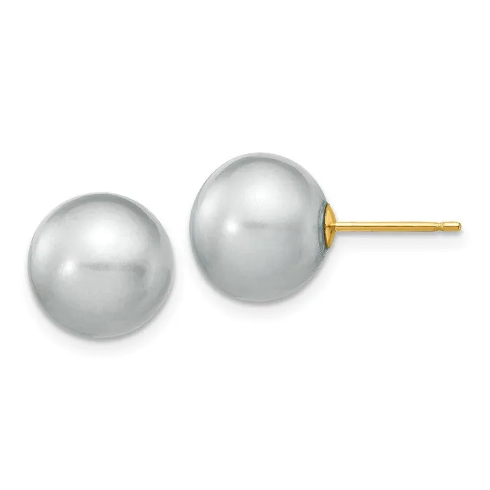Jewelry 14k 1011mm Grey Round Freshwater Cultured Pearl Stud Post Earrings Earrings Jewelry 14k 1011mm Grey Round Freshwater Cultured Pearl Stud Post Earrings Earrings