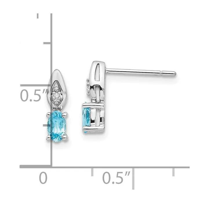 Jewelry 14k White Gold Blue Topaz Diamond Earring Earrings