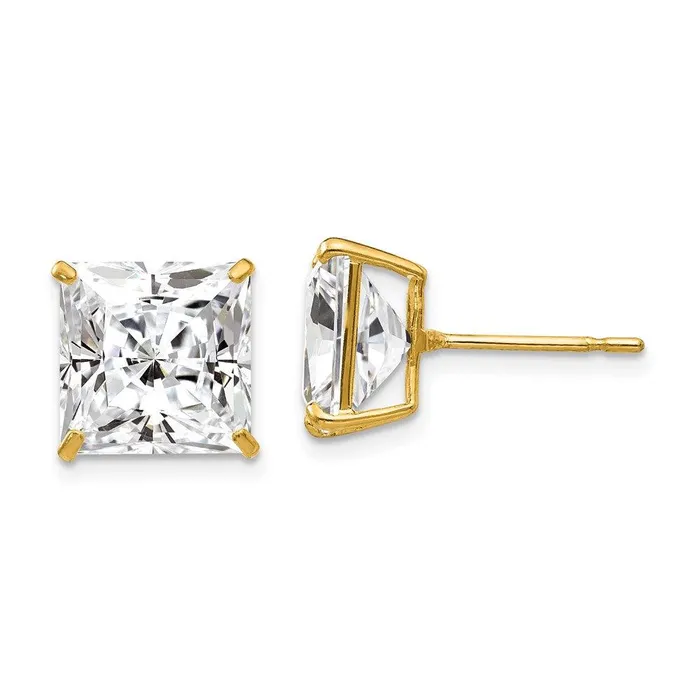 Jewelry Earrings 14k 10mm Square CZ Post Earrings