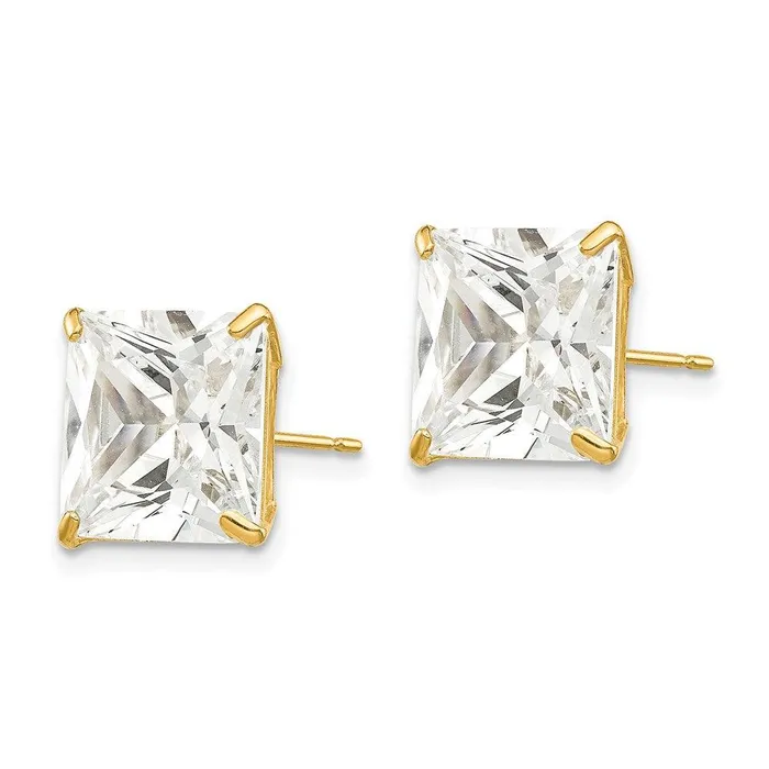 Jewelry Earrings 14k 10mm Square CZ Post Earrings Jewelry Earrings 14k 10mm Square CZ Post Earrings
