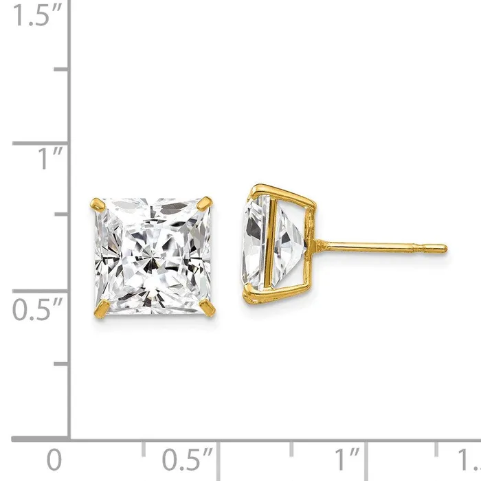 Jewelry Earrings 14k 10mm Square CZ Post Earrings Jewelry Earrings 14k 10mm Square CZ Post Earrings