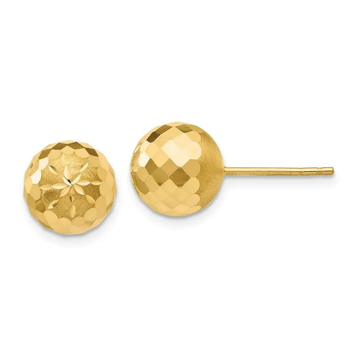 Jewelry Earrings 14k 9mm Diamondcut Mirror Ball Post Earrings