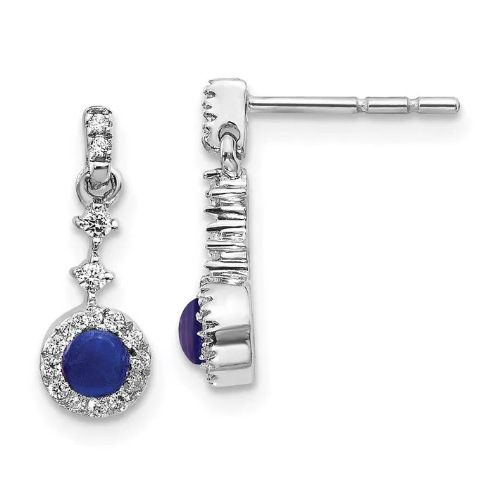 Jewelry Earrings 14k White Gold Diamond Cabochon Sapphire Earrings