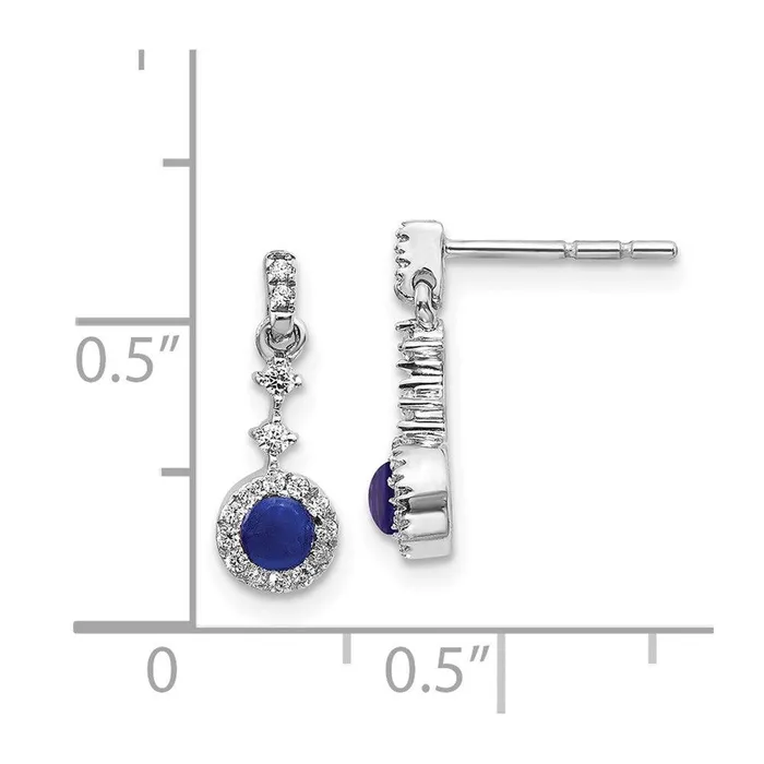 Jewelry Earrings 14k White Gold Diamond Cabochon Sapphire Earrings Jewelry Earrings 14k White Gold Diamond Cabochon Sapphire Earrings