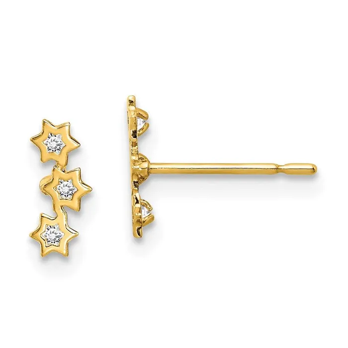 Jewelry Earrings Madi K Kids 14k Stars CZ Earrings
