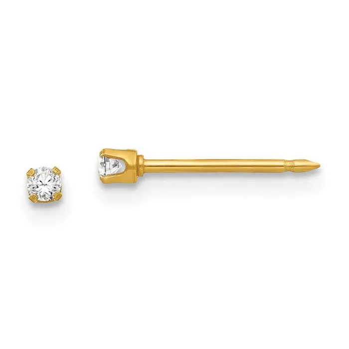 Jewelry Inverness 24k Plated 2mm CZ Post Earrings Earrings