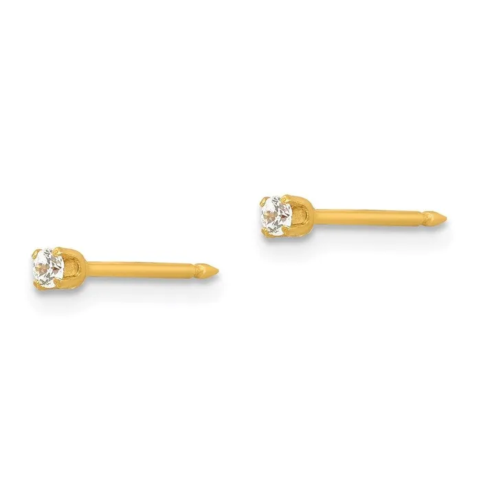 Jewelry Inverness 24k Plated 2mm CZ Post Earrings Earrings Jewelry Inverness 24k Plated 2mm CZ Post Earrings Earrings